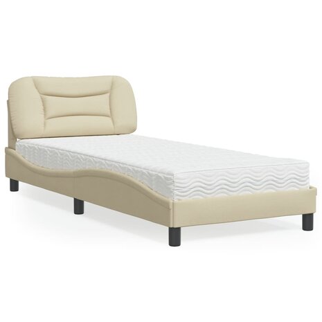 Bed met matras stof crèmekleurig 90x200 cm 1