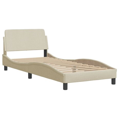 Bed met matras stof crèmekleurig 90x200 cm 4