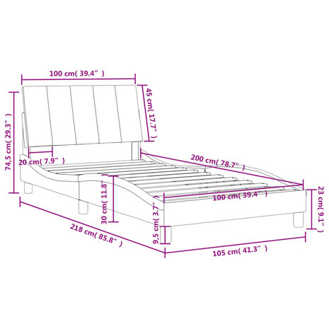 Bed met matras fluweel zwart 100x200 cm 10