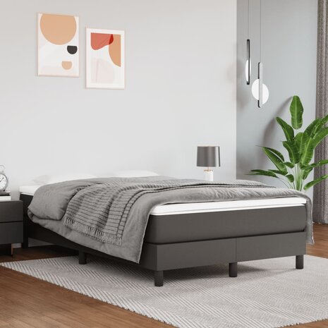 Boxspring met matras kunstleer grijs 120x190 cm 3