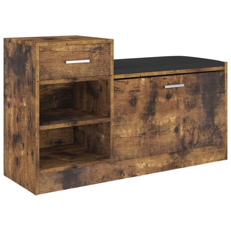 Schoenenbank 94,5x31x57 cm bewerkt hout gerookt eikenkleurig 2