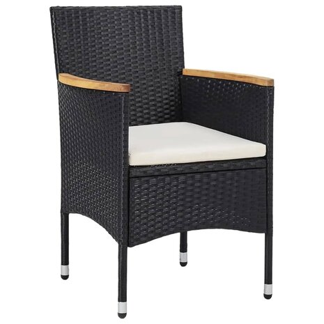 5-delige Bistroset poly rattan en gehard glas zwart 3