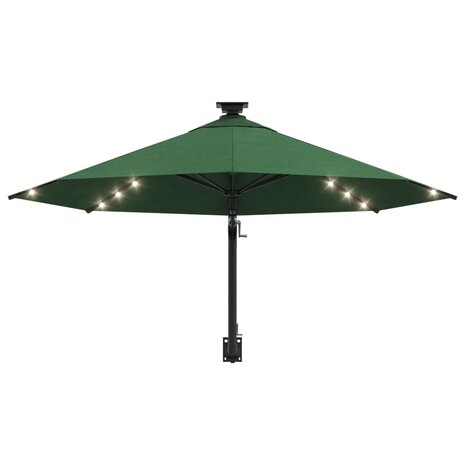 Wandparasol met LED&apos;s en metalen paal 300 cm groen 4