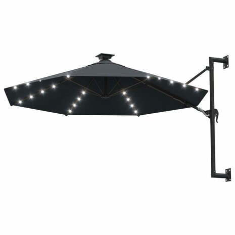 Wandparasol met LED&apos;s en metalen paal 300 cm antracietkleurig 2