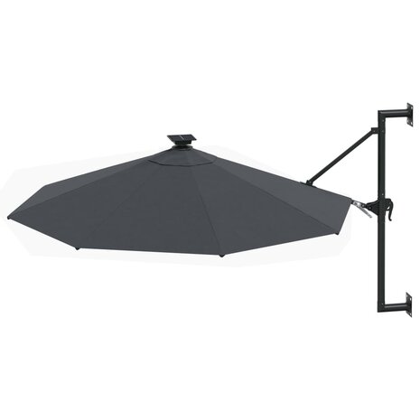 Wandparasol met LED&apos;s en metalen paal 300 cm antracietkleurig 3