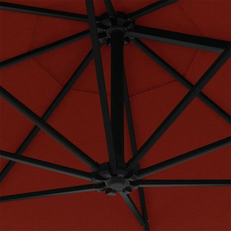 Wandparasol met LED&apos;s en metalen paal 300 cm terracottakleurig 8