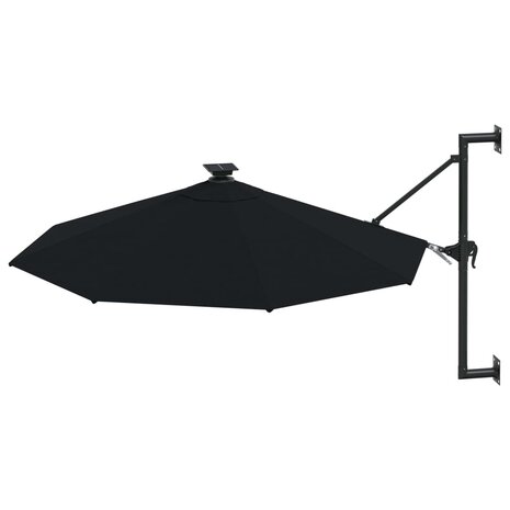 Wandparasol met LED&apos;s en metalen paal 300 cm zwart 3