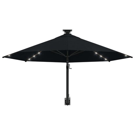 Wandparasol met LED&apos;s en metalen paal 300 cm zwart 4