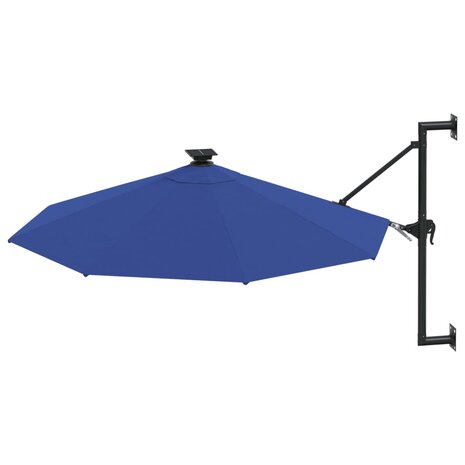 Wandparasol met LED&apos;s en metalen paal 300 cm blauw 3