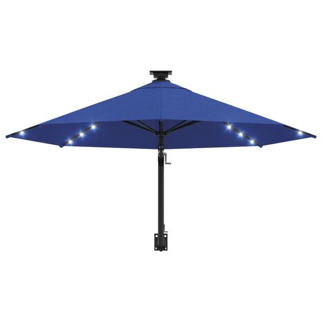 Wandparasol met LED&apos;s en metalen paal 300 cm blauw 4