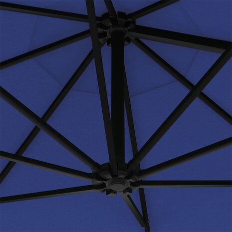 Wandparasol met LED&apos;s en metalen paal 300 cm blauw 8