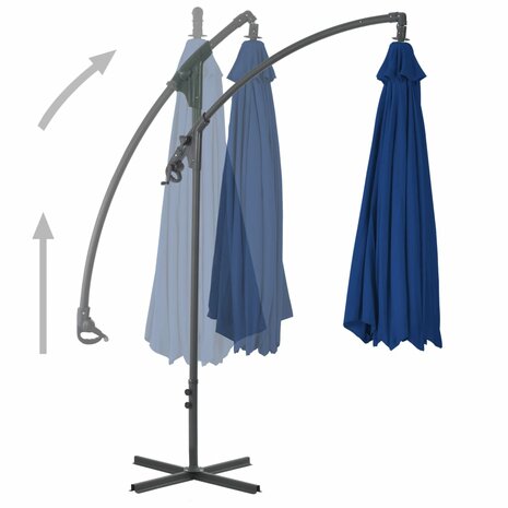 Zweefparasol met stalen paal 250x250 cm azuurblauw 2