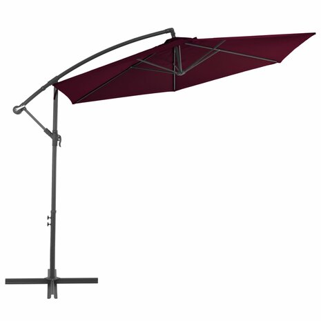 Zweefparasol met aluminium paal 300 cm bordeauxrood 2