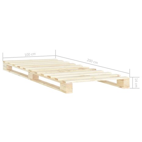 Bedframe pallet massief grenenhout 100x200 cm 6