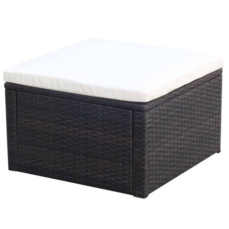 Voetenbank/poef bruin 53x53x30 cm poly rattan 1