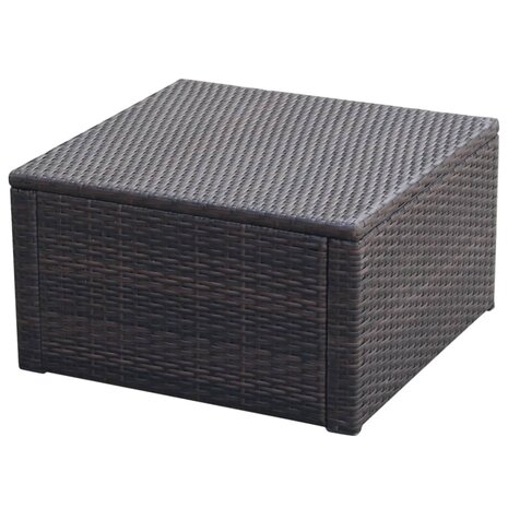 Voetenbank/poef bruin 53x53x30 cm poly rattan 3