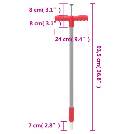 Onkruidsteker 93,5 cm gepoedercoat staal rood en grijs 6