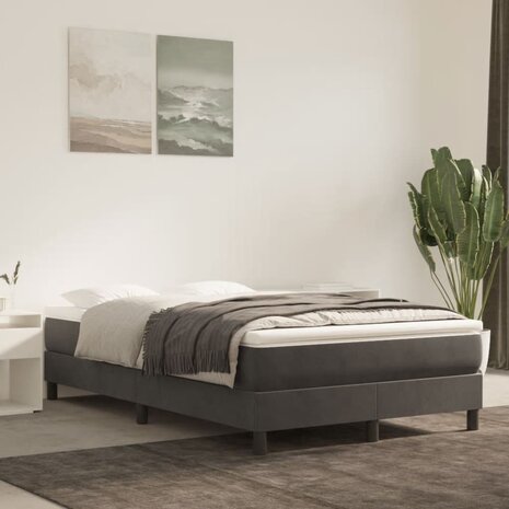 Boxspring met matras fluweel donkergrijs 120x190 cm 3