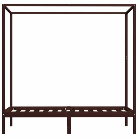 Hemelbedframe massief grenenhout donkerbruin 100x200 cm 3