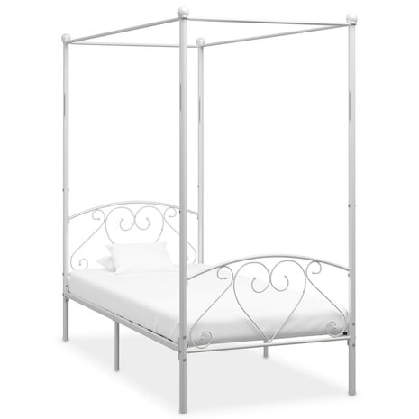 Hemelbedframe metaal wit 120x200 cm 1