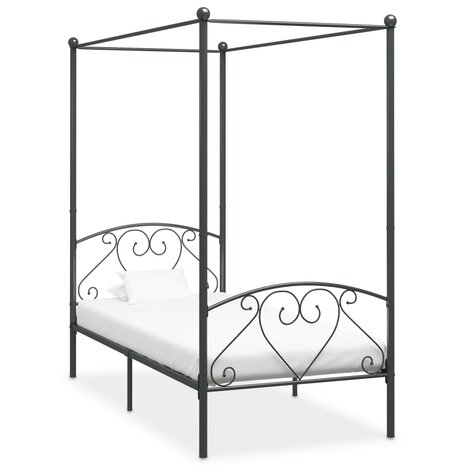 Hemelbedframe metaal grijs 90x200 cm 1