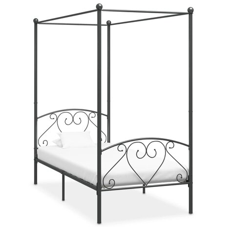 Hemelbedframe metaal grijs 100x200 cm 1