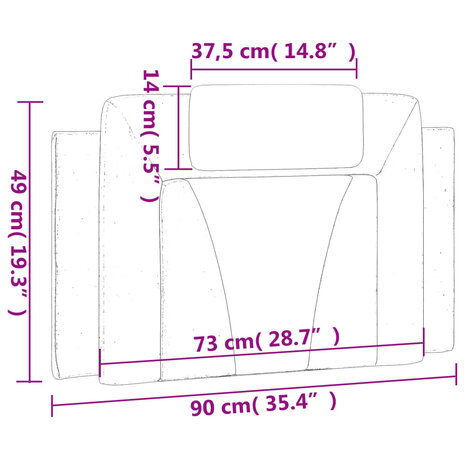 Hoofdbordkussen 90 cm kunstleer zwart en wit 11