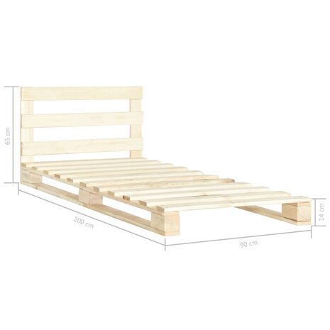 Bedframe pallet massief grenenhout 90x200 cm 7