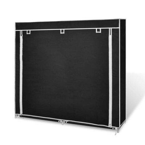 Schoenenkast met hoes 115x28x110 stof zwart 4