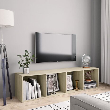 Boekenkast/tv-meubel 143x30x36 cm sonoma eikenkleurig 1