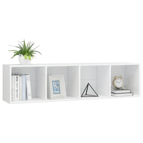 Boekenkast/tv-meubel 143x30x36 cm hoogglans wit 5