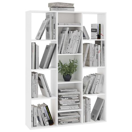 Kamerscherm/boekenkast 100x24x140 cm bewerkt hout wit 4