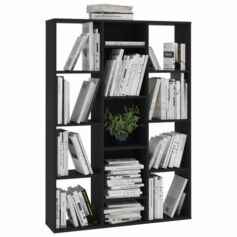 Kamerscherm/boekenkast 100x24x140 cm bewerkt hout zwart 4