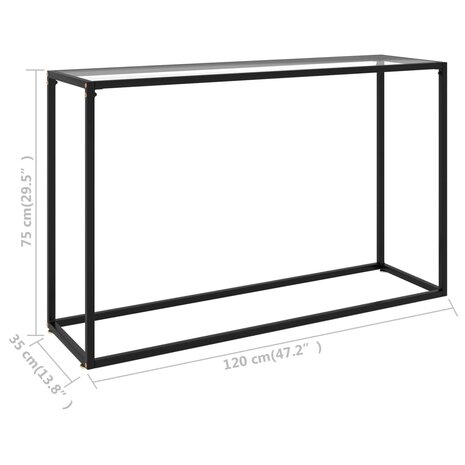 Wandtafel 120x35x75 cm gehard glas transparant 6