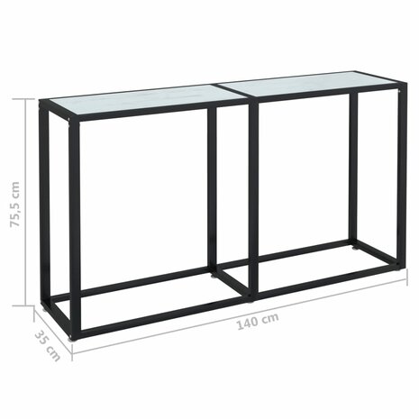 Wandtafel 140x35x75,5 cm gehard glas witmarmerkleurig 7