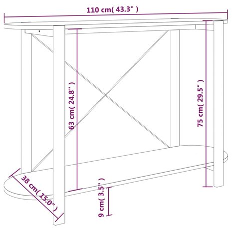 Wandtafel 110x38x75 cm bewerkt hout zwart 7