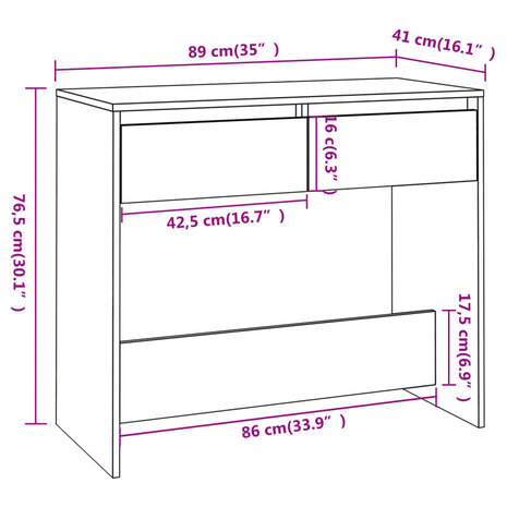 Wandtafel 89x41x76,5 cm bewerkt hout sonoma eikenkleurig 8