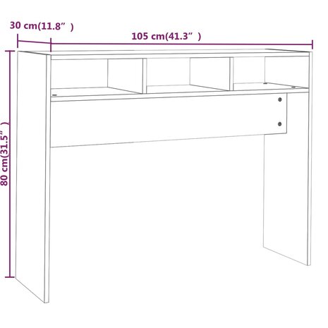 Wandtafel 105x30x80 cm bewerkt hout gerookt eikenkleurig 7