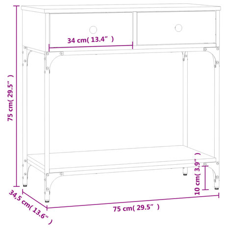 Wandtafel 75x34,5x75 cm bewerkt hout gerookt eikenkleurig 11