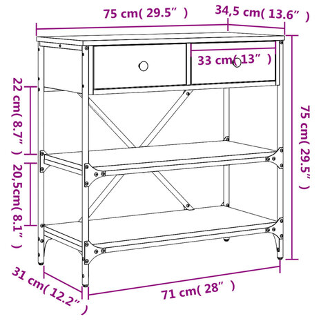 Wandtafel 75x34,5x75 cm bewerkt hout zwart 11