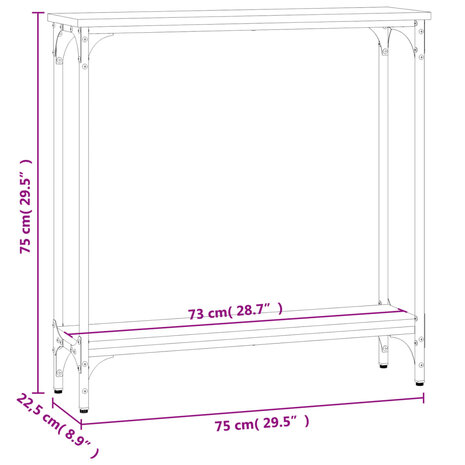 Wandtafel 75x22,5x75 cm bewerkt hout bruin eikenkleur 9