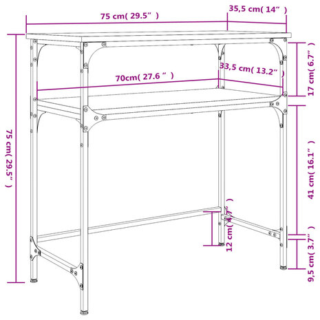 Wandtafel 75x35,5x75 cm bewerkt hout gerookt eikenkleurig 9