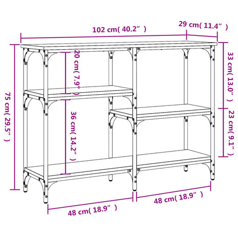 Wandtafel 102x29x75 cm bewerkt hout zwart 9