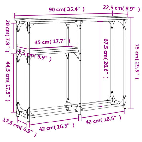 Wandtafel 90x22,5x75 cm bewerkt hout zwart 9