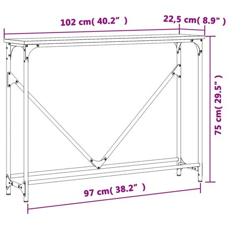 Wandtafel 102x22,5x75 cm bewerkt hout grijs sonoma eikenkleurig 9