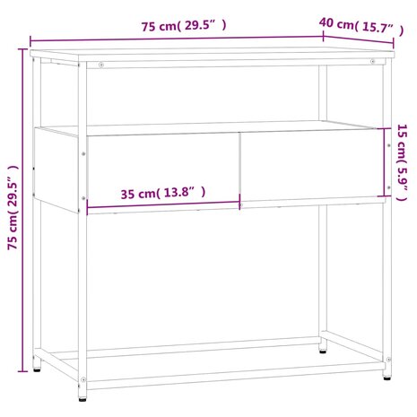 Wandtafel 75x40x75 cm bewerkt hout zwart 11