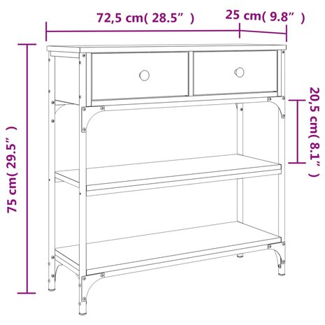 Wandtafel 72,5x25x75 cm bewerkt hout bruin eikenkleur 11