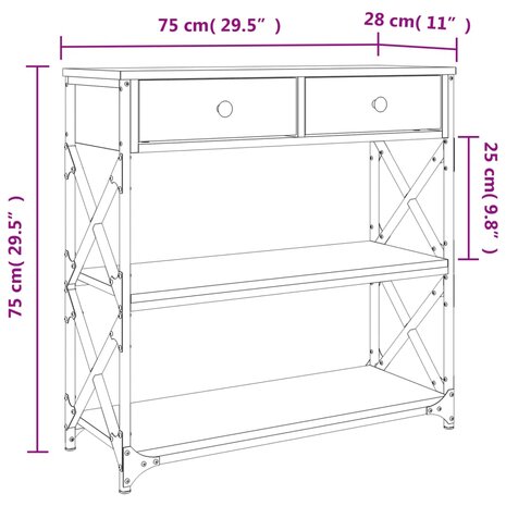 Wandtafel 75x28x75 cm bewerkt hout zwart 11