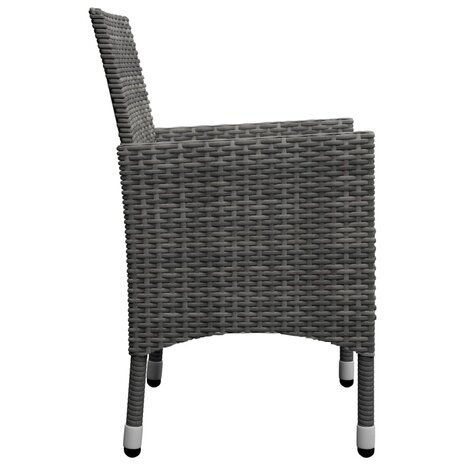 3-delige Bistroset poly rattan en gehard glas grijs 8