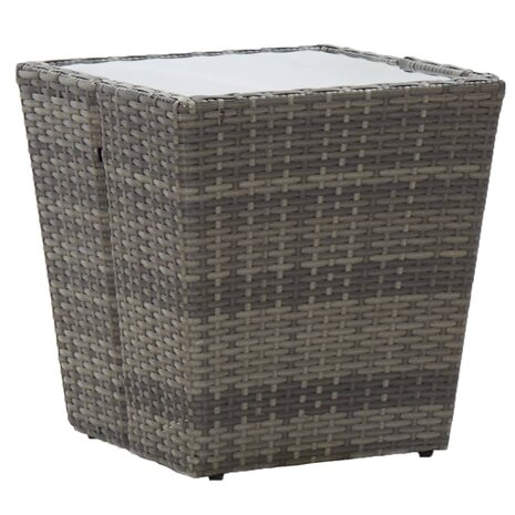 3-delige Bistroset poly rattan en gehard glas grijs 9